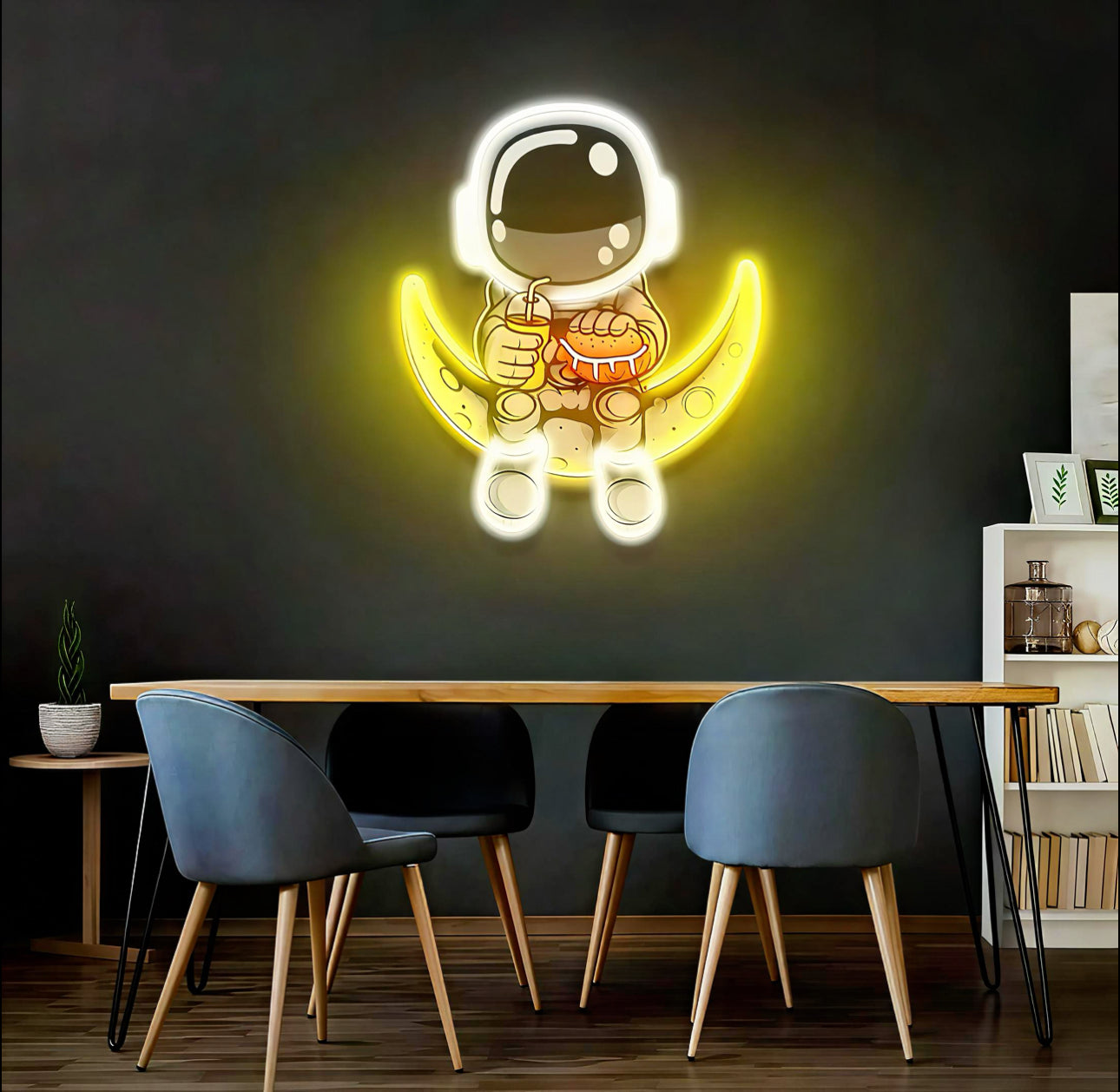 π3D Astronaut Moon Neon Light β Space Dream LED Wall Art