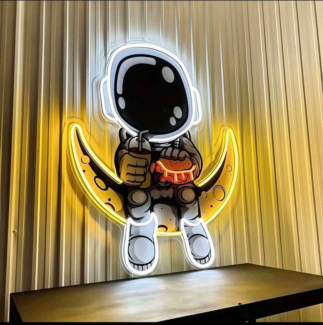 π3D Astronaut Moon Neon Light β Space Dream LED Wall Art