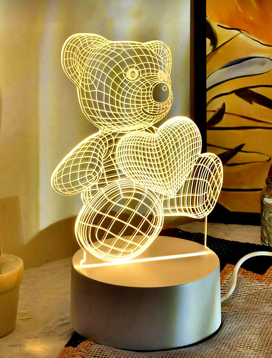 🧸 3D Teddy Bear Heart Lamp